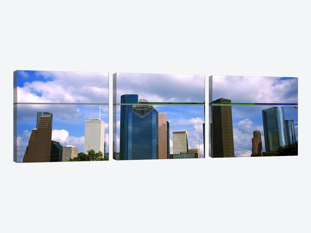 Low angle view of skyscrapers, Houston, Texas, USA by Panoramic Images 3-piece Canvas Print