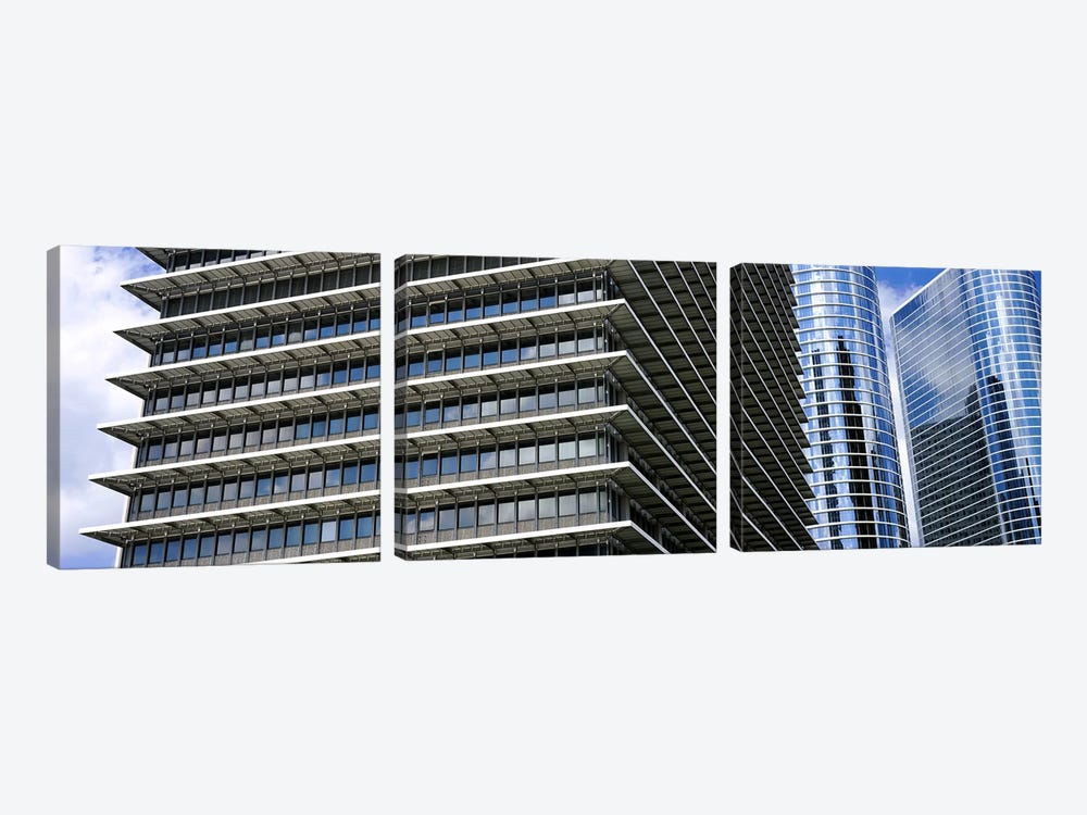 Low angle view of buildings in a city, ExxonMobil Building, Chevron Building, Houston, Texas, USA by Panoramic Images 3-piece Canvas Artwork
