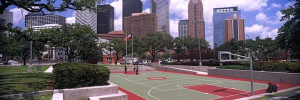 Houston: Basketball court with skyscrapers in the background, Houston, Texas, USA #4 by Panoramic Images