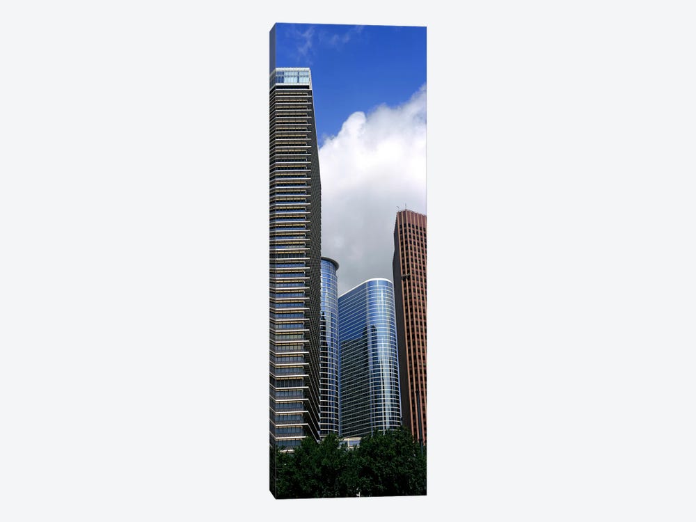 Low angle view of buildings in a city, Wedge Tower, ExxonMobil Building, Chevron Building, Houston, Texas, USA by Panoramic Images 1-piece Canvas Art