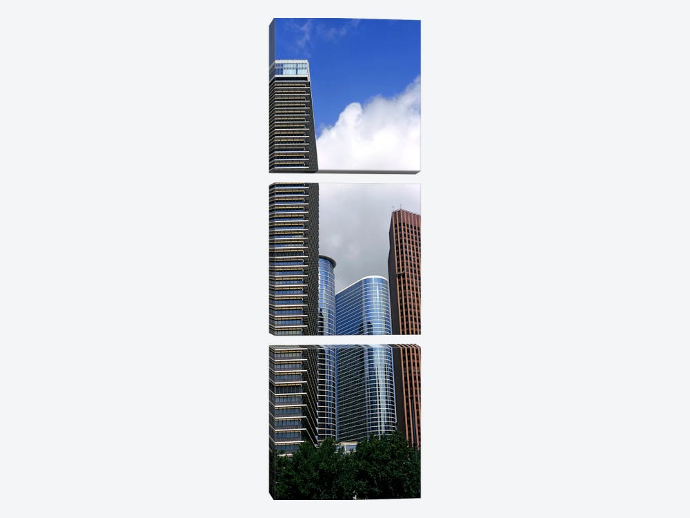 Low angle view of buildings in a city, Wedge Tower, ExxonMobil Building, Chevron Building, Houston, Texas, USA by Panoramic Images 3-piece Canvas Art