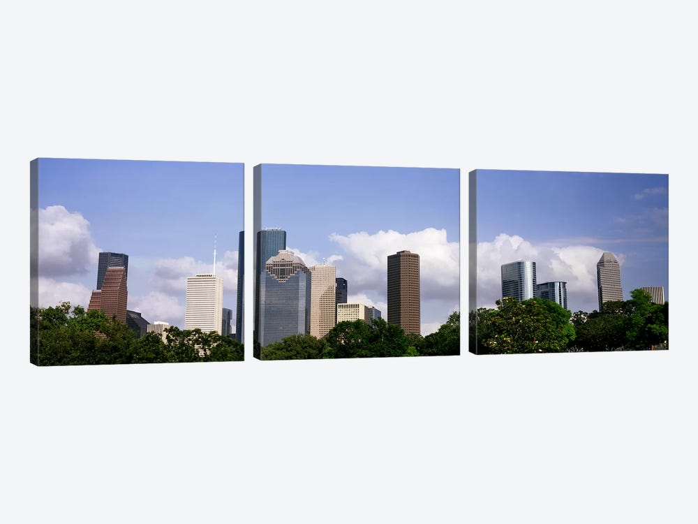 Low angle view of buildings in a city, Wedge Tower, ExxonMobil Building, Chevron Building, Houston, Texas, USA #4 by Panoramic Images 3-piece Canvas Wall Art
