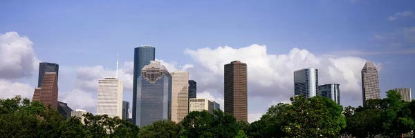 Texas: Low angle view of buildings in a city, Wedge Tower, ExxonMobil Building, Chevron Building, Houston, Texas, USA #4 by Panoramic Images