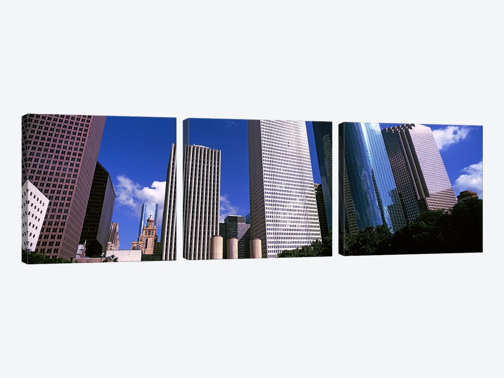 Low-Angle View Of Downtown Skyscrapers, Houston, Texas, USA by Panoramic Images 3-piece Canvas Art