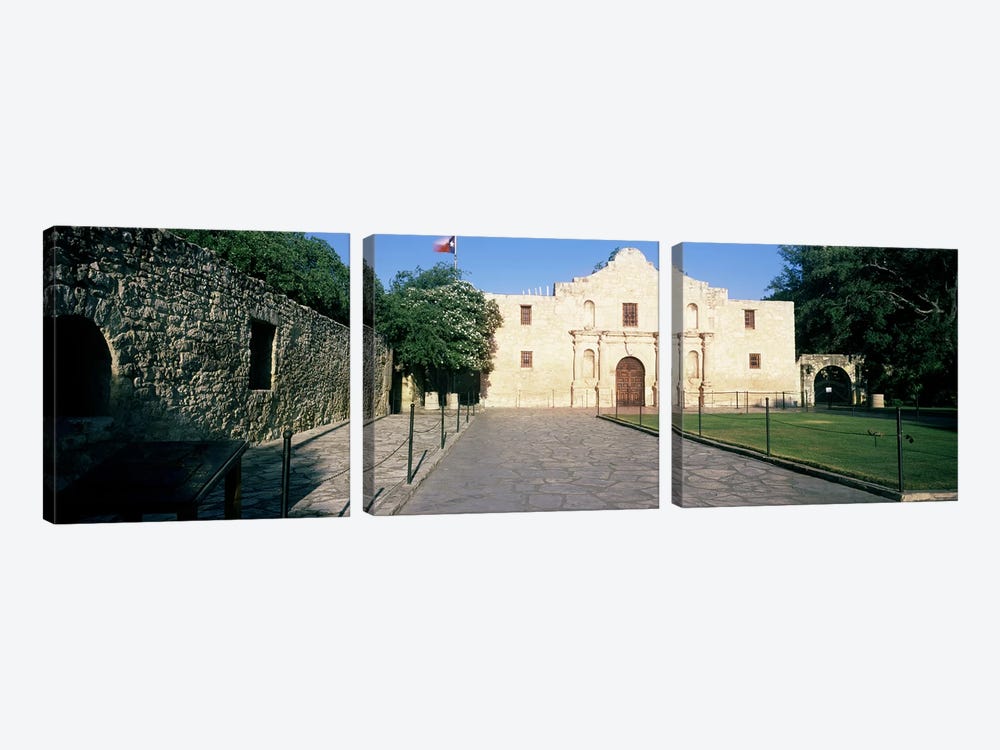 Facade of a building, The Alamo, San Antonio, Texas, USA by Panoramic Images 3-piece Canvas Print