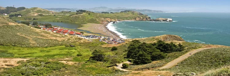 High angle view of a coast, Marin Headlands, Rodeo Cove, San Francisco, Marin County, California, USA