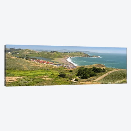 High angle view of a coast, Marin Headlands, Rodeo Cove, San Francisco, Marin County, California, USA Canvas Print #PIM10767} by Panoramic Images Canvas Wall Art