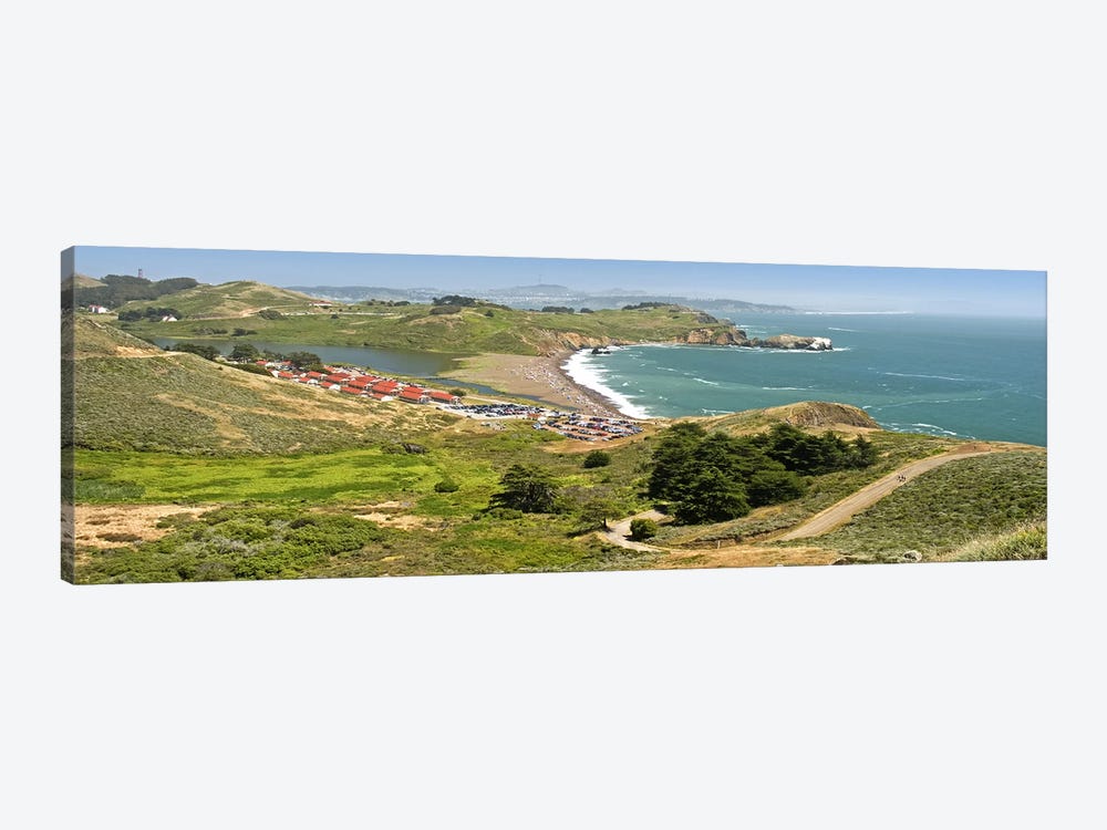 High angle view of a coast, Marin Headlands, Rodeo Cove, San Francisco, Marin County, California, USA by Panoramic Images 1-piece Canvas Wall Art