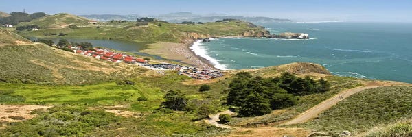 San Francisco: High angle view of a coast, Marin Headlands, Rodeo Cove, San Francisco, Marin County, California, USA by Panoramic Images