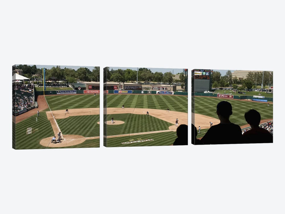 Spectator watching a baseball match at stadium, Raley Field, West Sacramento, Yolo County, California, USA by Panoramic Images 3-piece Art Print