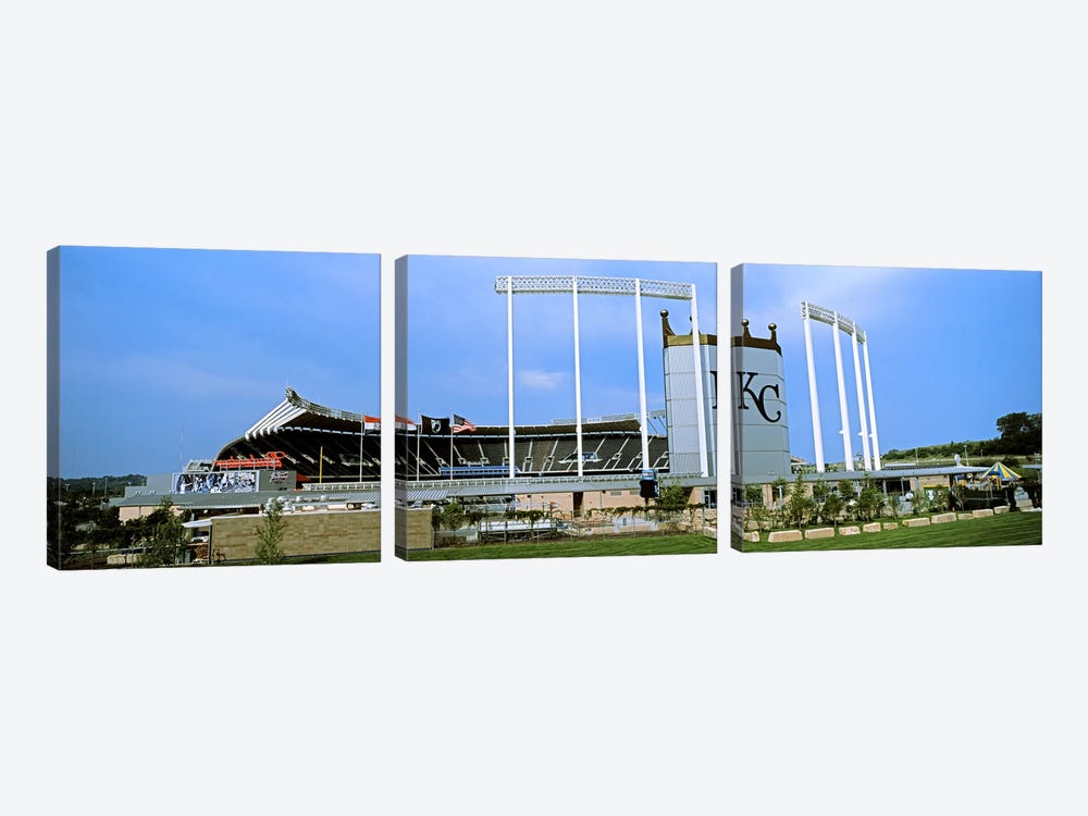 Baseball stadium in a city, Kauffman Stadium, Kansas City, Missouri, USA by Panoramic Images 3-piece Canvas Wall Art