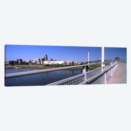 Bridge across a river, Bob Kerrey Pedestrian Bridge, Missouri River, Omaha, Nebraska, USA Canvas Print #PIM10783} by Panoramic Images Canvas Art Print
