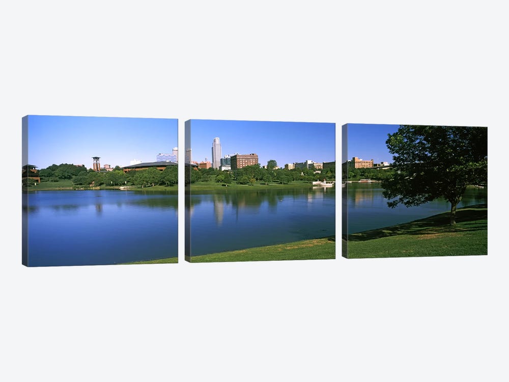 Buildings at the waterfront, Omaha, Nebraska, USA #2 by Panoramic Images 3-piece Canvas Print