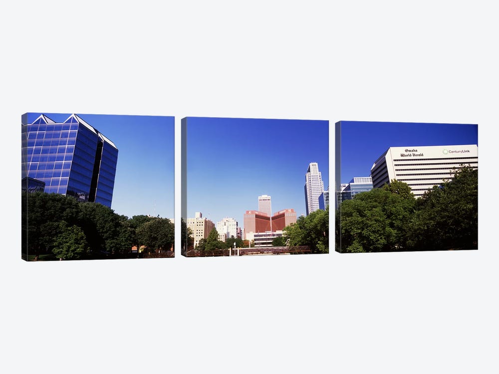 Buildings in a city, Qwest Building, Omaha, Nebraska, USA by Panoramic Images 3-piece Canvas Art