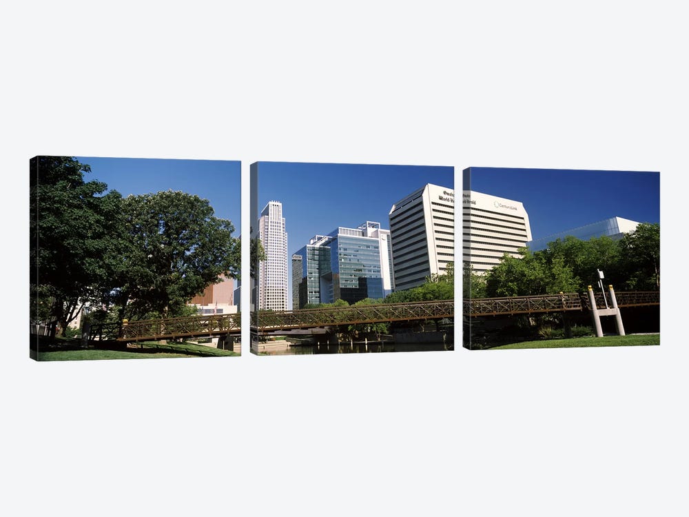 Buildings at the waterfront, Qwest Building, Omaha, Nebraska, USA #2 by Panoramic Images 3-piece Art Print