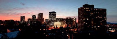 Skyline at dusk, Oakland, California, USA by Panoramic Images multi panel art