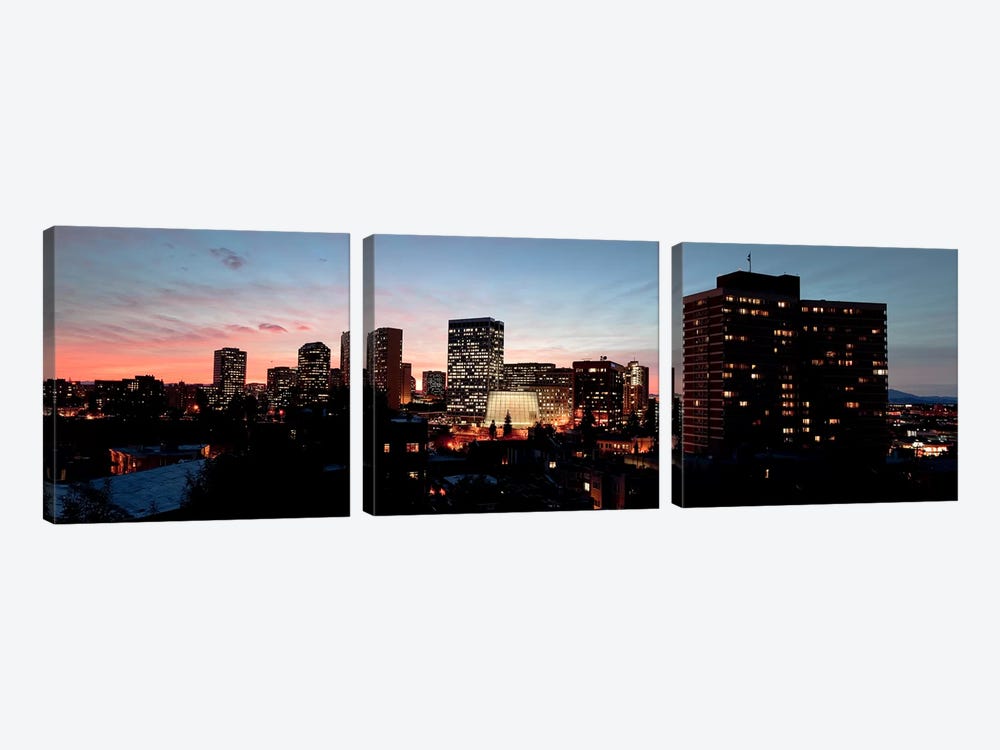 Skyline at dusk, Oakland, California, USA by Panoramic Images 3-piece Canvas Print