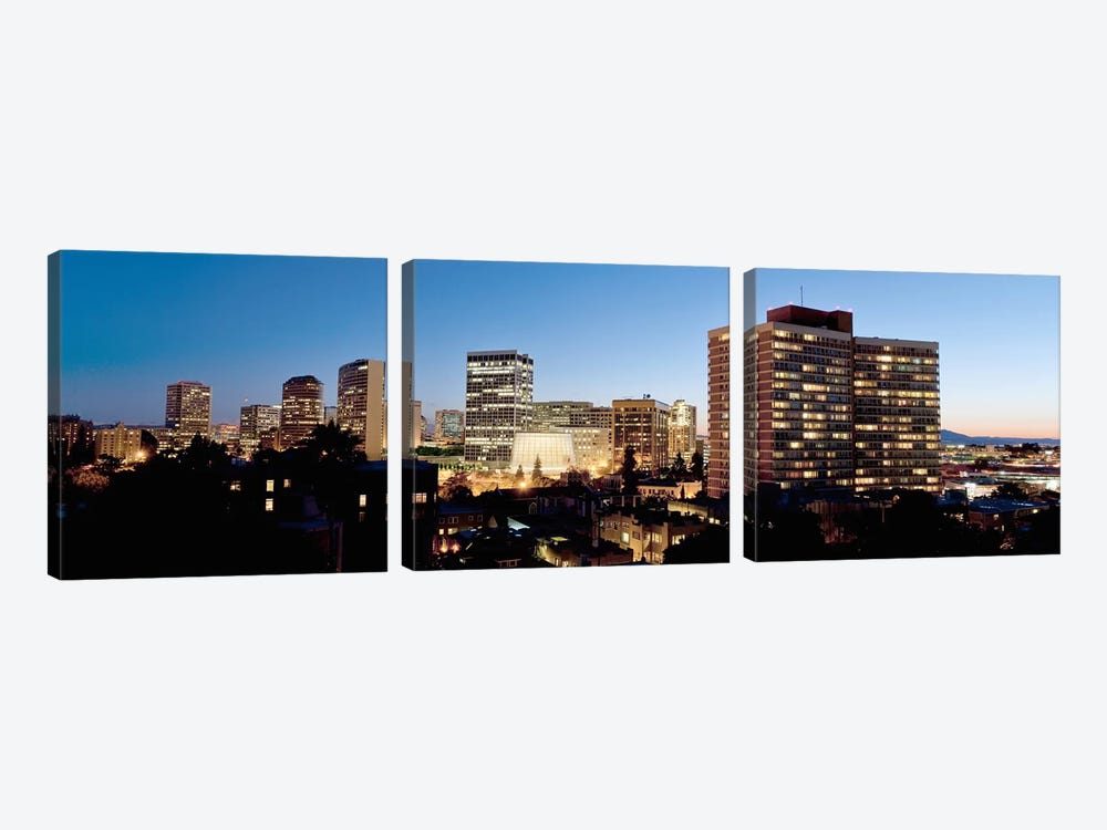 Skyline at dusk, Oakland, California, USA #2 by Panoramic Images 3-piece Canvas Artwork