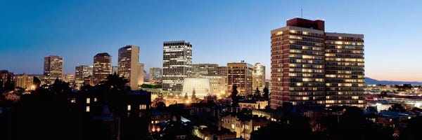 Oakland: Skyline at dusk, Oakland, California, USA #2 by Panoramic Images