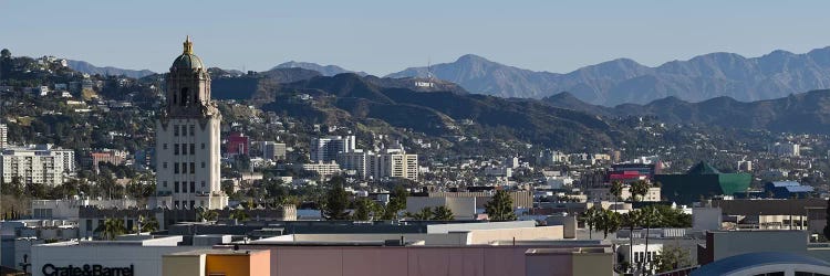 High angle view of a city, Beverly Hills City Hall, Beverly Hills, West Hollywood, Hollywood Hills, California, USA