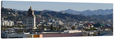 High angle view of a city, Beverly Hills City Hall, Beverly Hills, West Hollywood, Hollywood Hills, California, USA Canvas Art Print - Hollywood Art