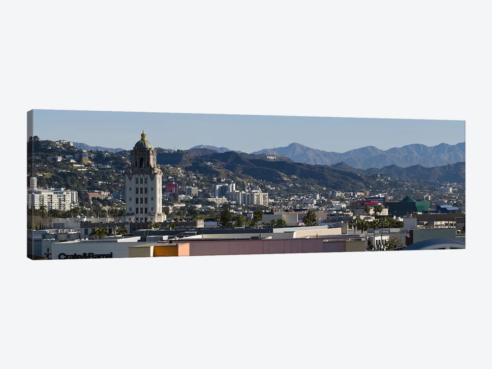 High angle view of a city, Beverly Hills City Hall, Beverly Hills, West Hollywood, Hollywood Hills, California, USA by Panoramic Images 1-piece Canvas Print