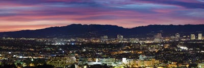 High angle view of a city at dusk, Culver City, Santa Monica Mountains, West Los Angeles, Westwood, California, USA by Panoramic Images canvas print