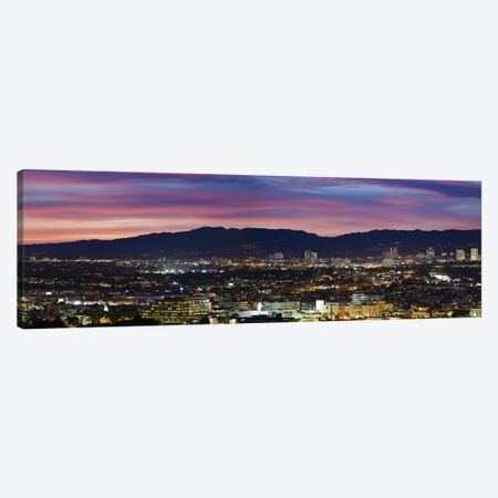 High angle view of a city at dusk, Culver City, Santa Monica Mountains, West Los Angeles, Westwood, California, USA Canvas Print #PIM10801} by Panoramic Images Canvas Wall Art