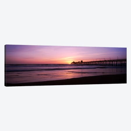 Pier in the pacific ocean at dusk, San Diego Pier, San Diego, California, USA Canvas Print #PIM10809} by Panoramic Images Canvas Artwork