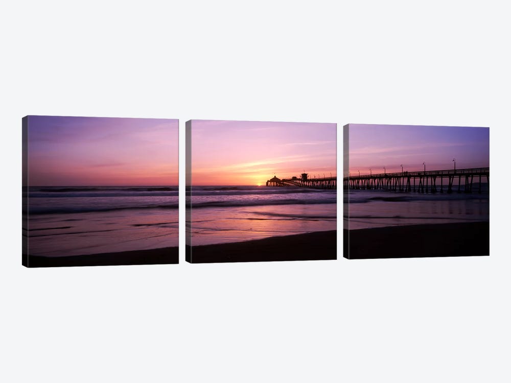 Pier in the pacific ocean at dusk, San Diego Pier, San Diego, California, USA by Panoramic Images 3-piece Canvas Artwork