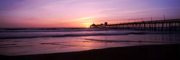 Beach Sunrises & Sunsets: Pier in the pacific ocean at dusk, San Diego Pier, San Diego, California, USA by Panoramic Images