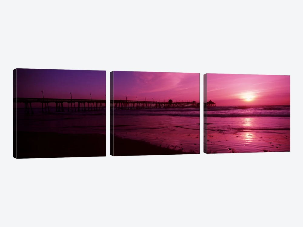 Pier in the pacific ocean at dusk, San Diego Pier, San Diego, California, USA #2 by Panoramic Images 3-piece Canvas Wall Art