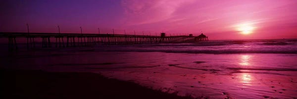 Black & Pink: Pier in the pacific ocean at dusk, San Diego Pier, San Diego, California, USA #2 by Panoramic Images