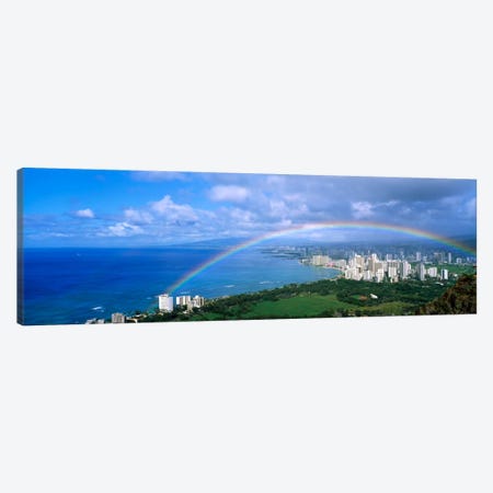 Rainbow Over A CityWaikiki, Honolulu, Oahu, Hawaii, USA Canvas Print #PIM1081} by Panoramic Images Canvas Art Print