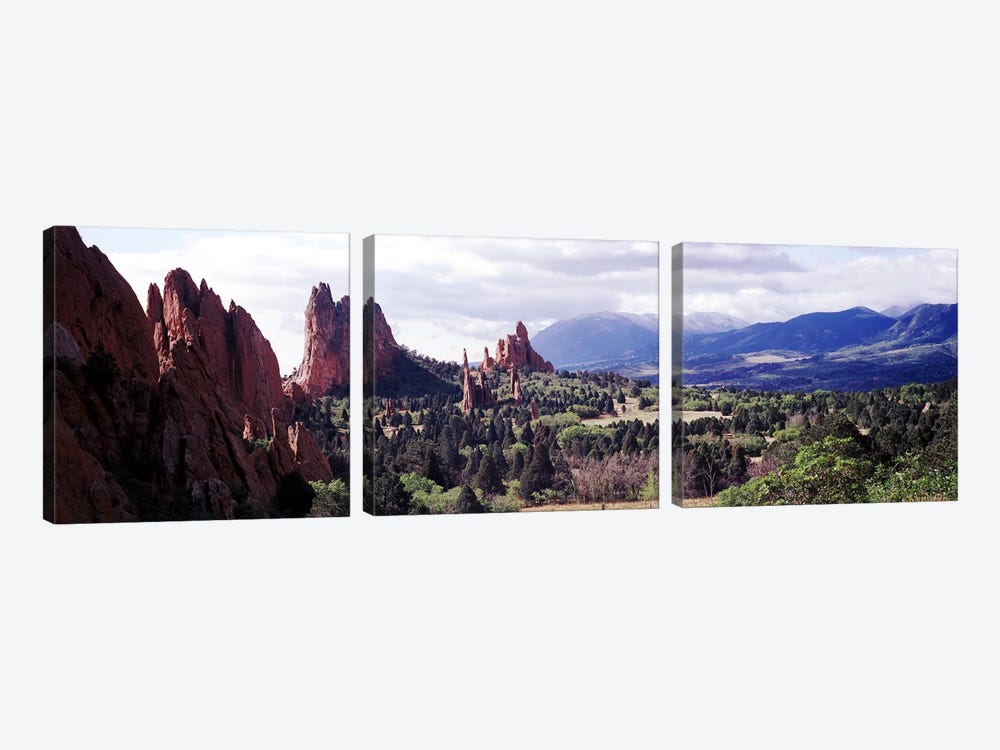 Rock formations on a landscape, Garden of The Gods, Colorado Springs, Colorado, USA by Panoramic Images 3-piece Canvas Print