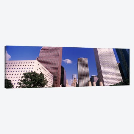 Low angle view of Downtown skylines, Houston, Texas, USA Canvas Print #PIM10822} by Panoramic Images Canvas Wall Art