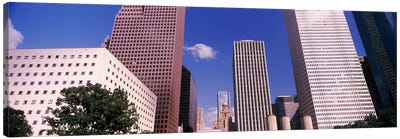 Low angle view of Downtown skylines, Houston, Texas, USA Canvas Art Print - Houston Art