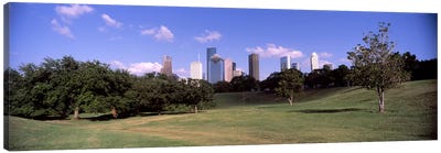 Downtown skylines viewed from a park, Houston, Texas, USA Canvas Art Print - Houston Art