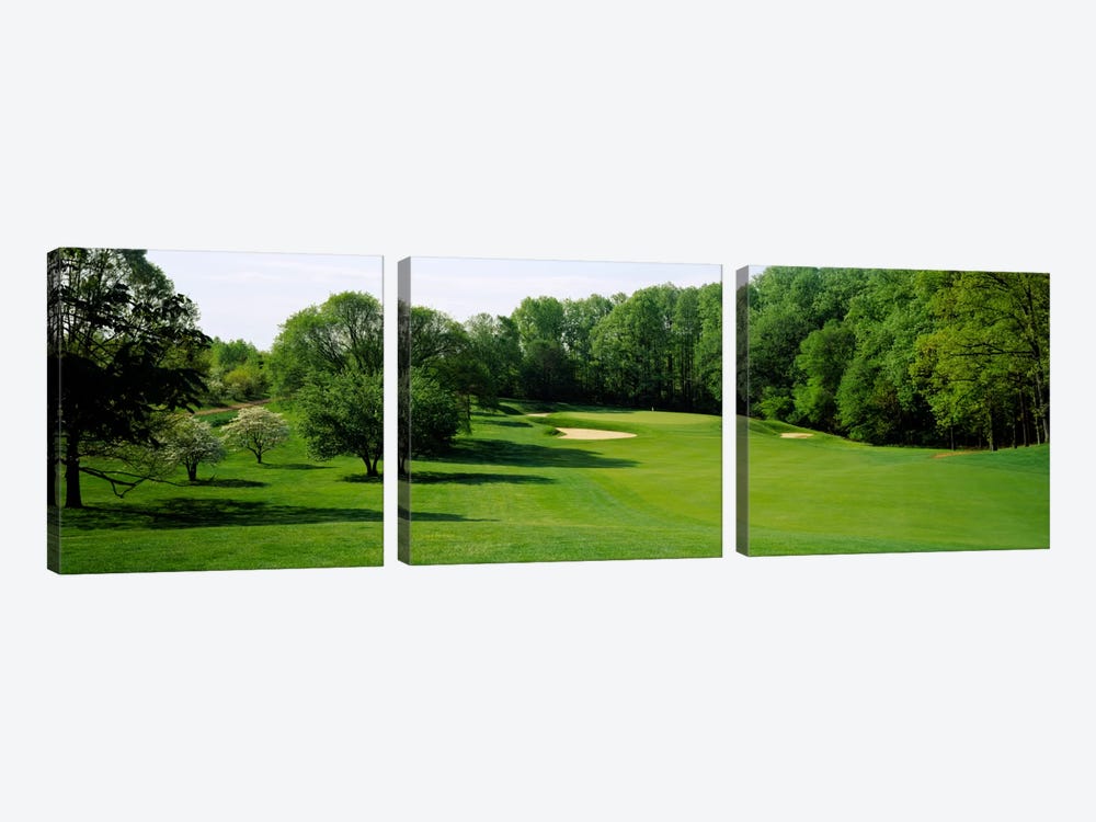 Trees On A Golf Course, Baltimore Country Club, Baltimore, Maryland, USA by Panoramic Images 3-piece Canvas Wall Art