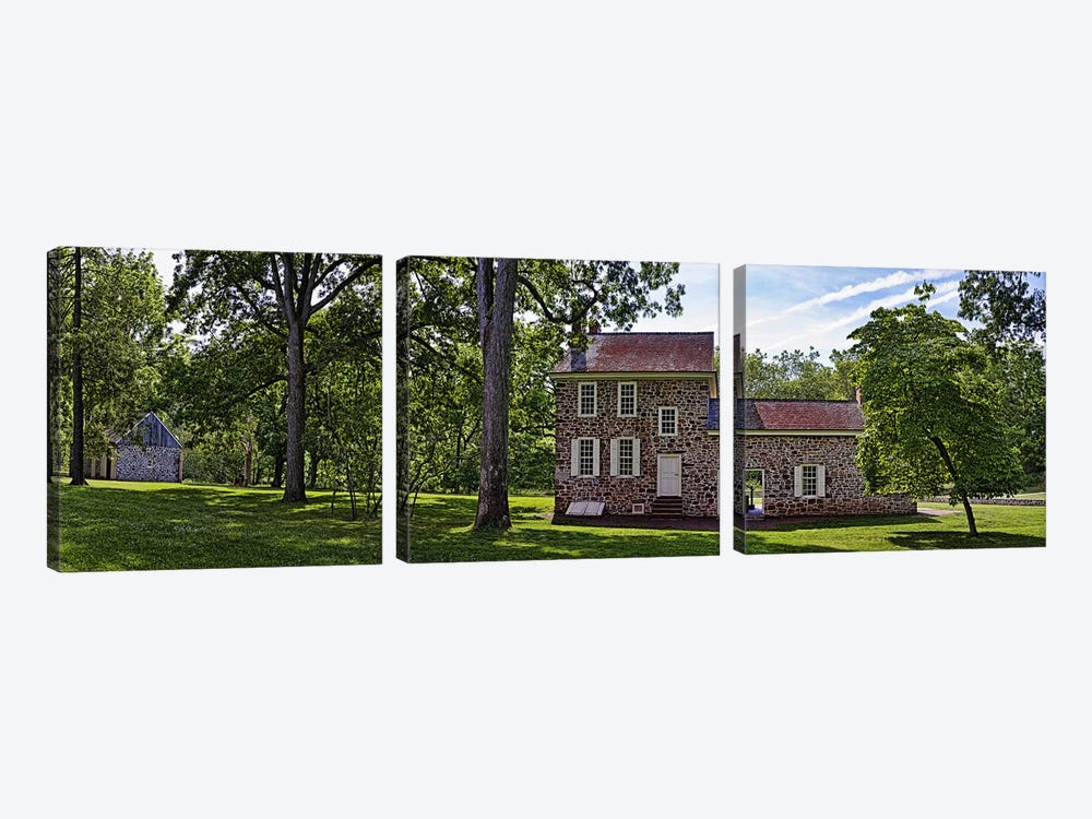 Facade of a building, Washington's Headquarters, Valley Forge National Historic Park, Philadelphia, Pennsylvania, USA by Panoramic Images 3-piece Canvas Art Print