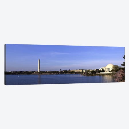 Cherry blossoms at the Tidal Basin, Jefferson Memorial, Washington Monument, National Mall, Washington DC, USA Canvas Print #PIM10835} by Panoramic Images Canvas Art