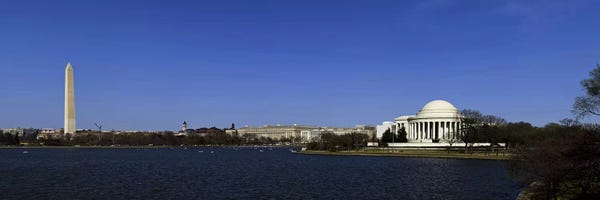 Washington, D.C.: View Of The Washington Monument, Jefferson Memorial And Tidal Basin From West Potomac Park, Washington, D.C. by Panoramic Images