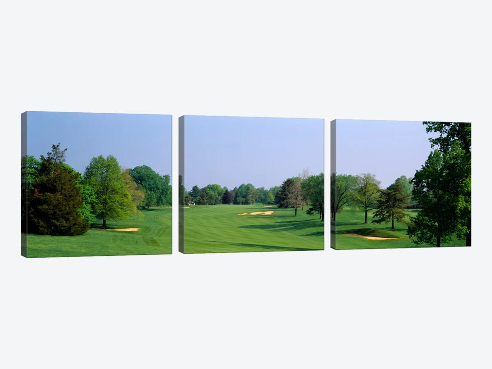 Panoramic view of a golf course, Baltimore Country Club, Maryland, USA by Panoramic Images 3-piece Canvas Print