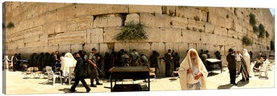 People praying in front of the Wailing Wall, Jerusalem, Israel Canvas Art Print - The Western Wall