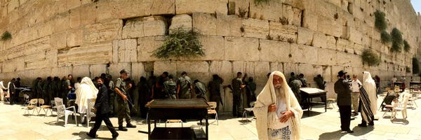 Ancient Ruins: People praying in front of the Wailing Wall, Jerusalem, Israel by Panoramic Images