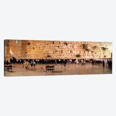 People praying in front of the Western Wall, Jerusalem, Israel Canvas Print #PIM10855} by Panoramic Images Canvas Artwork