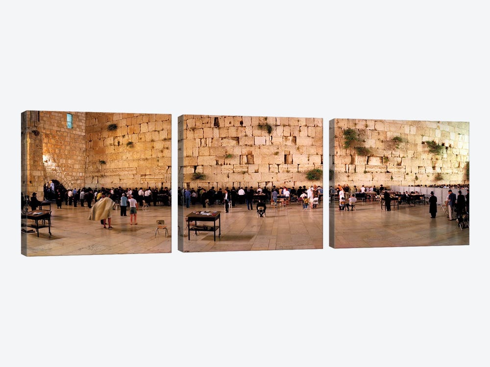 People praying in front of the Western Wall, Jerusalem, Israel by Panoramic Images 3-piece Art Print