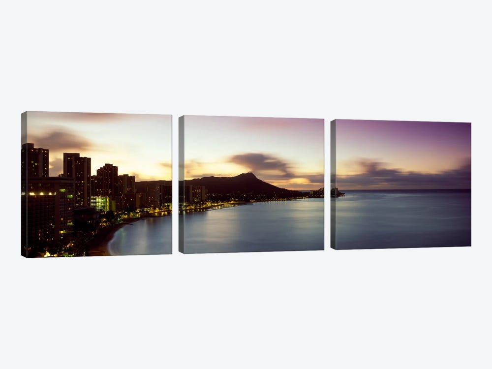 Sunrise at Waikiki Beach Honolulu HI USA by Panoramic Images 3-piece Canvas Print
