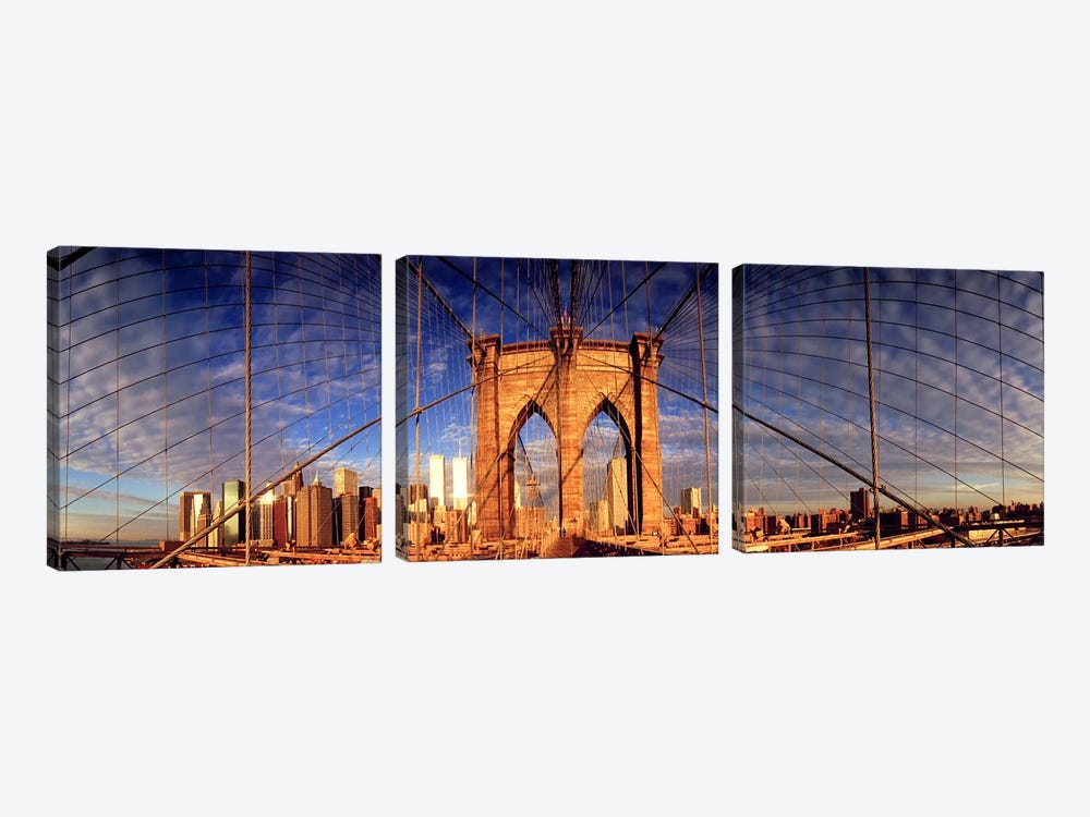 Details of the Brooklyn Bridge, New York City, New York State, USA by Panoramic Images 3-piece Canvas Print