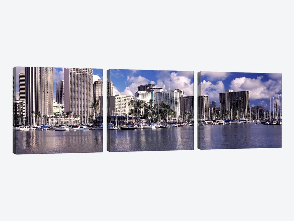 Downtown Honolulu, Oahu, Hawaii, USA by Panoramic Images 3-piece Canvas Art